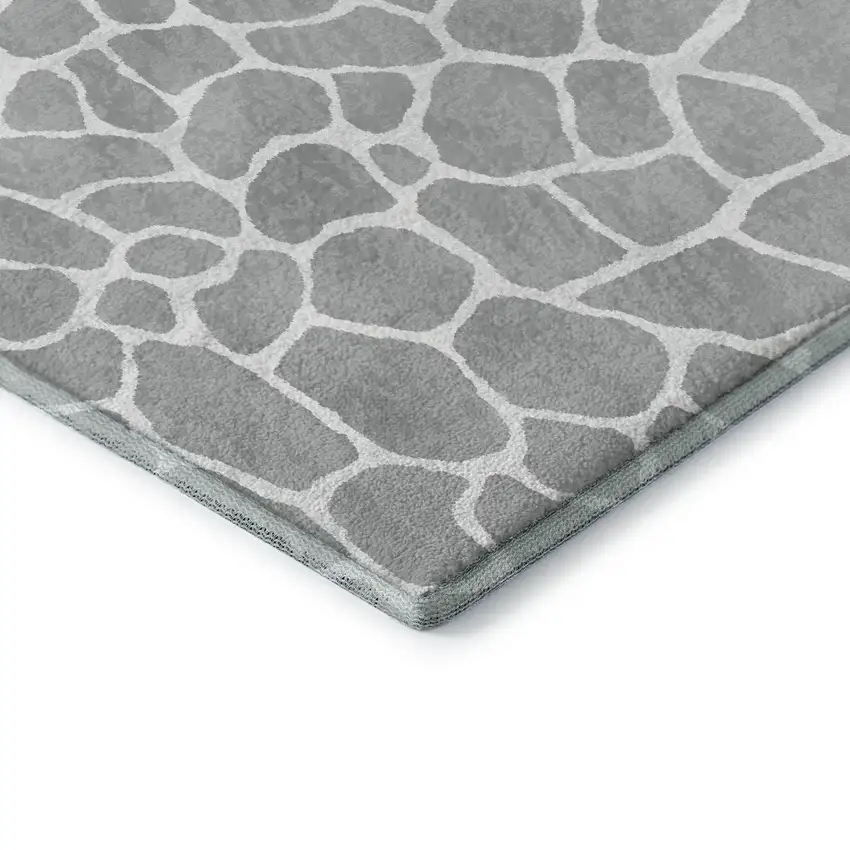 Gray And White Animal Print Washable Indoor Outdoor Area Rug Photo 5