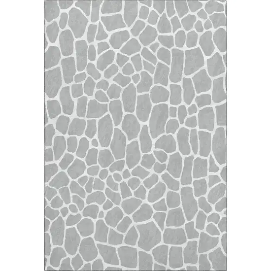Gray And White Animal Print Washable Indoor Outdoor Area Rug Photo 2
