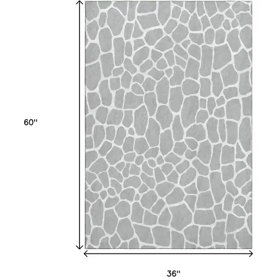 Gray And White Animal Print Washable Indoor Outdoor Area Rug Photo 3