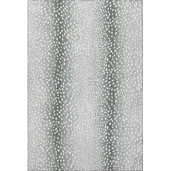 Gray And White Animal Print Washable Indoor Outdoor Area Rug Photo 4