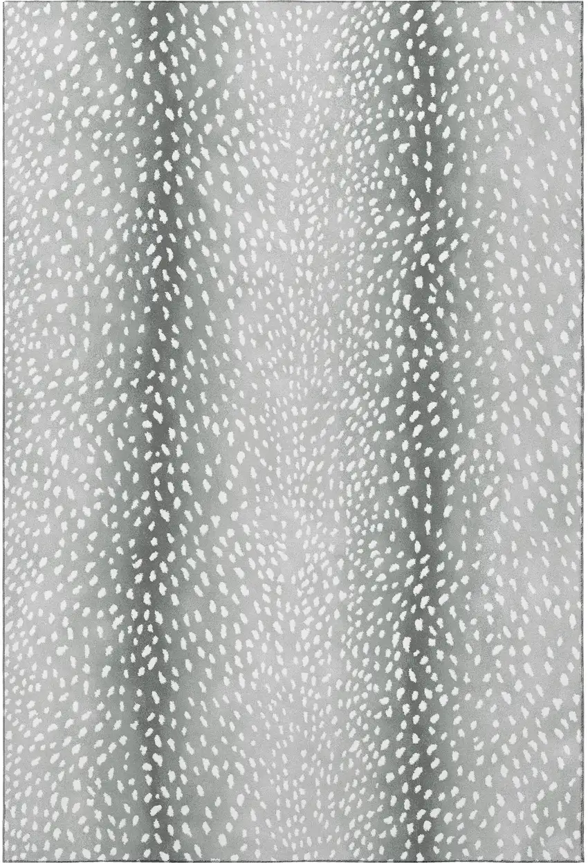 Gray And White Animal Print Washable Indoor Outdoor Area Rug Photo 4