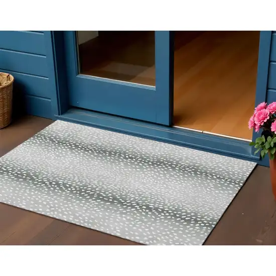 Gray And White Animal Print Washable Indoor Outdoor Area Rug Photo 1