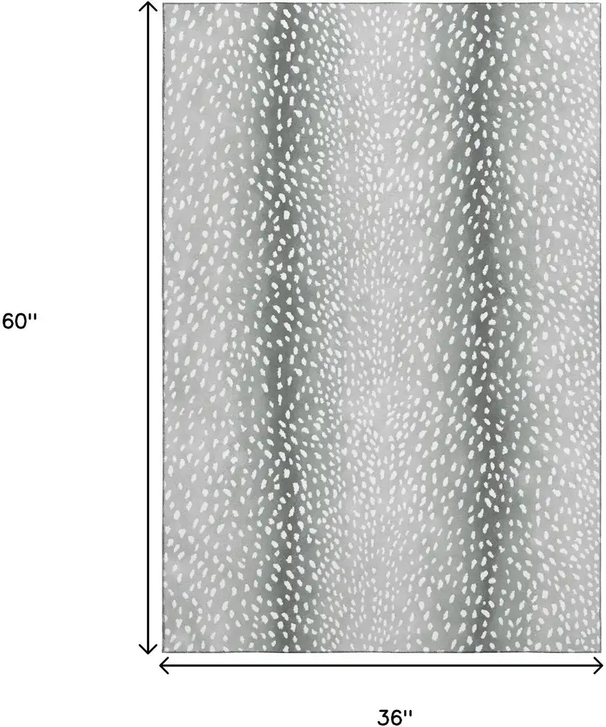 Gray And White Animal Print Washable Indoor Outdoor Area Rug Photo 3