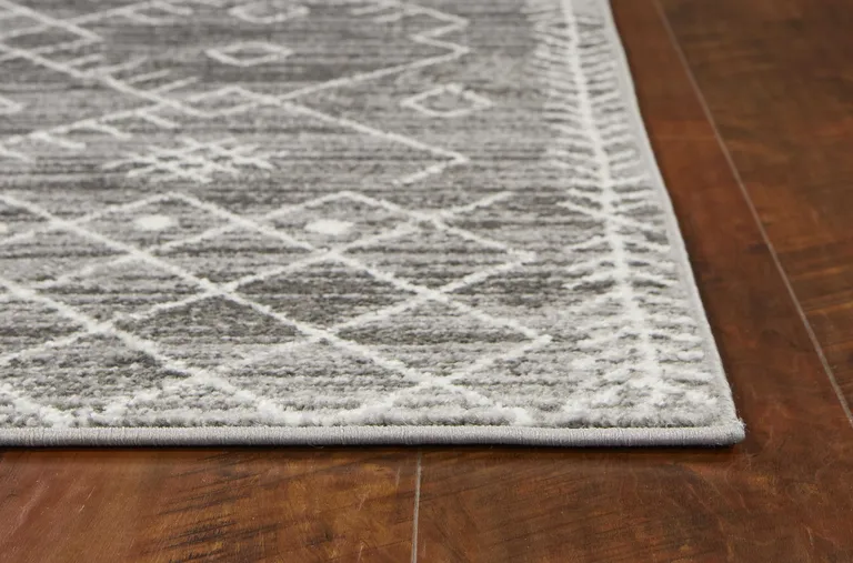 Gray And White Boho Geometric Area Rug Photo 2