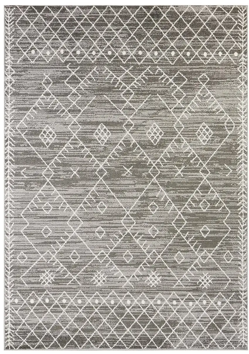 Gray And White Boho Geometric Area Rug Photo 2