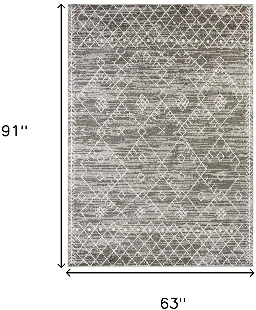 Gray and White Geometric Area Rug Photo 3