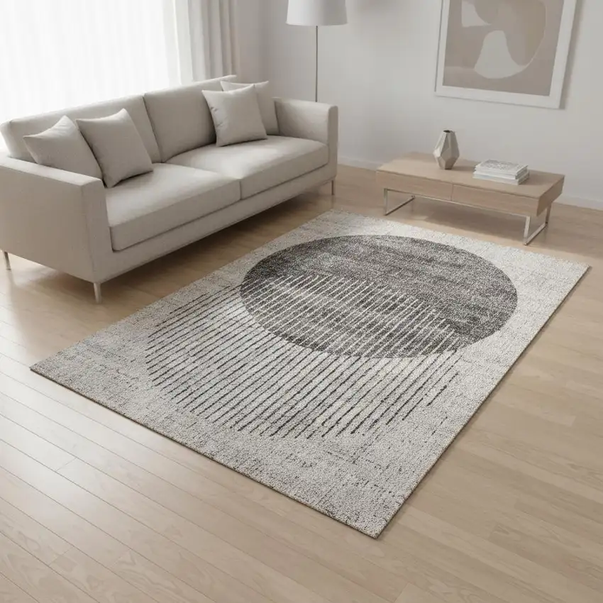 Gray And White Geometric Area Rug Photo 1