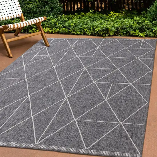 Gray And White Geometric Area Rug Photo 6