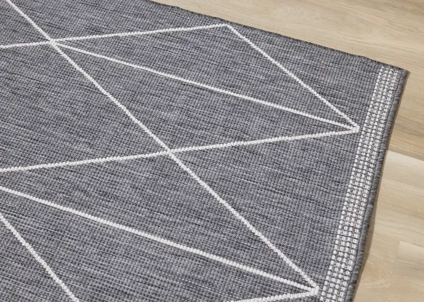 Gray And White Geometric Area Rug Photo 7