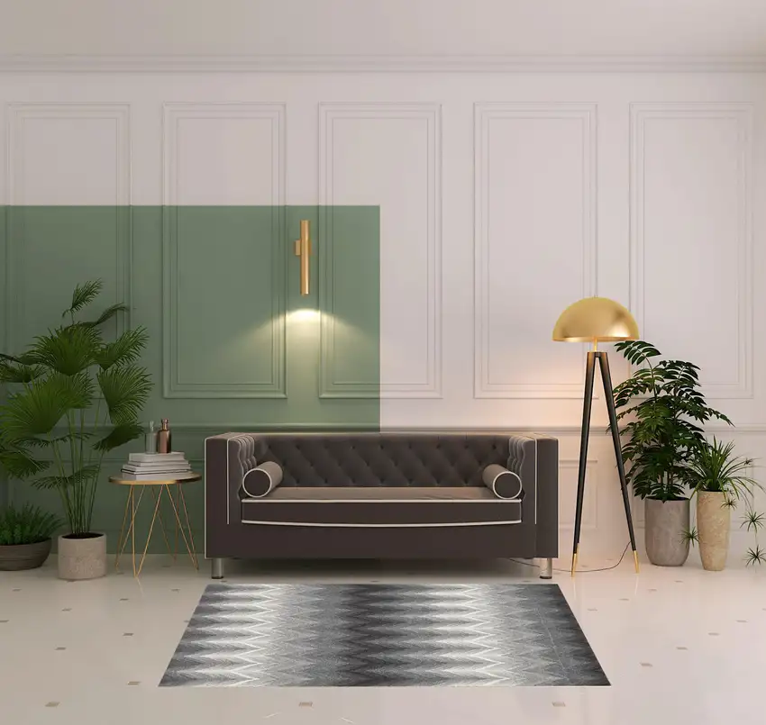 Gray And White Geometric Area Rug Photo 2