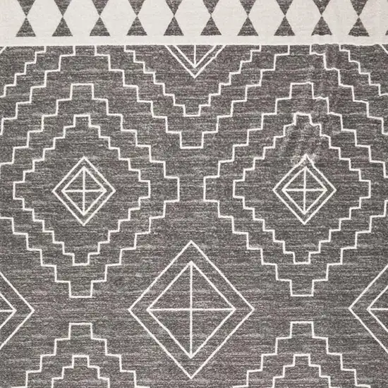Gray And White Geometric Distressed Washable Area Rug Photo 3