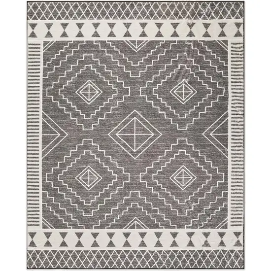 Gray And White Geometric Distressed Washable Area Rug Photo 2