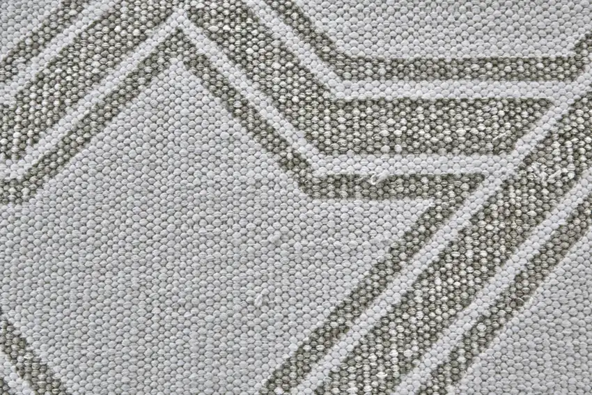 Gray And White Geometric Hand Woven Area Rug Photo 4