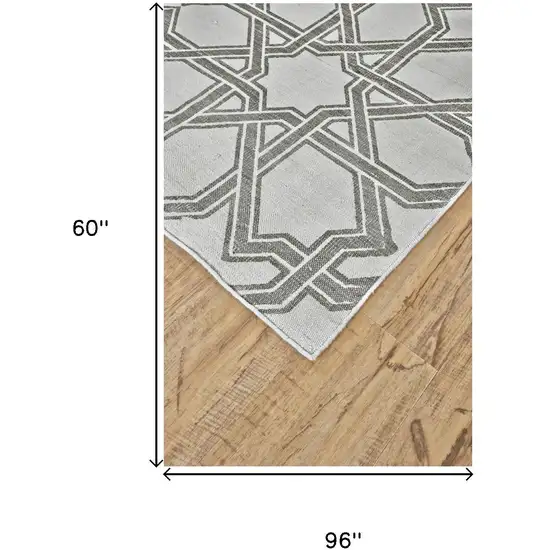 Gray And White Geometric Hand Woven Area Rug Photo 5