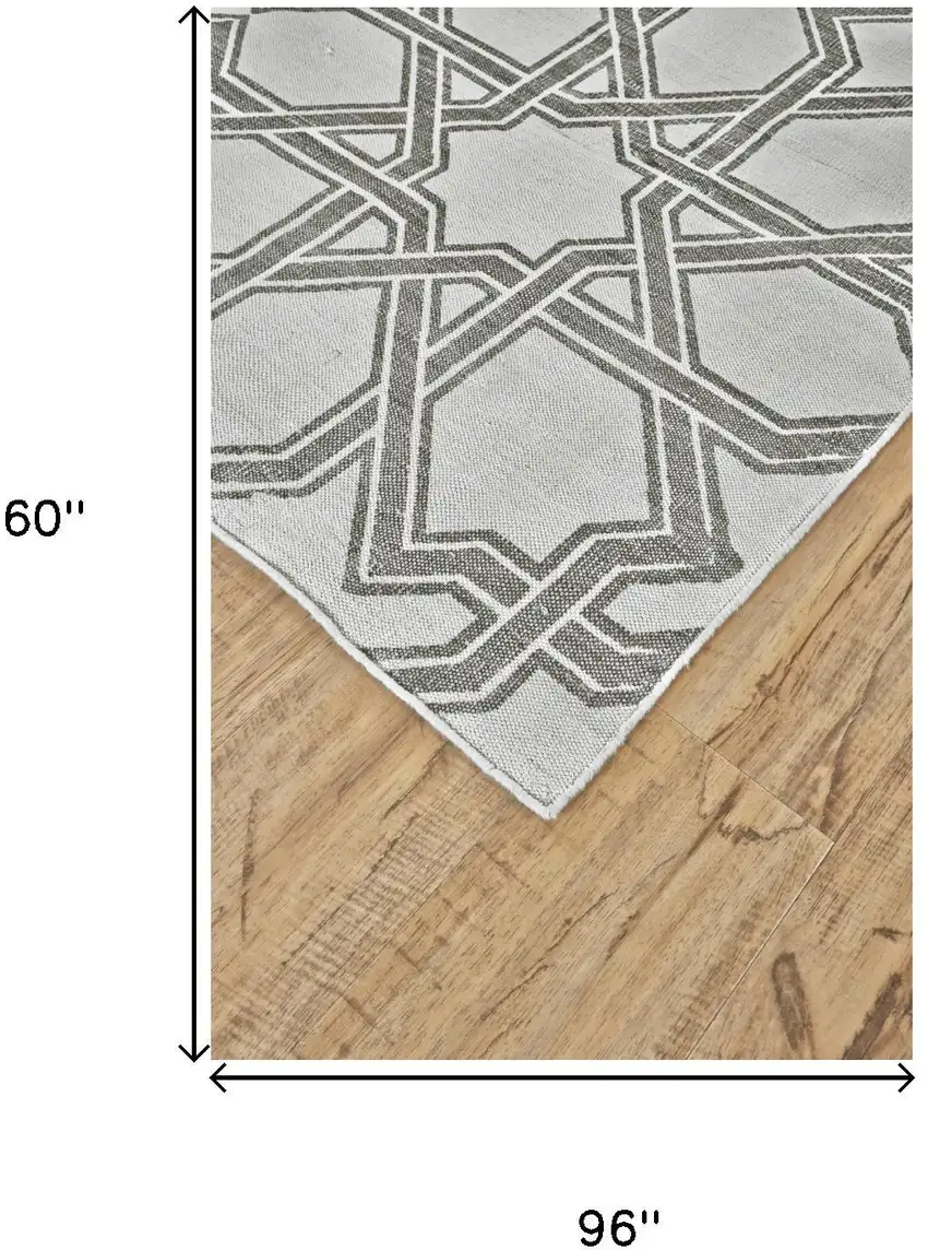 Gray And White Geometric Hand Woven Area Rug Photo 5
