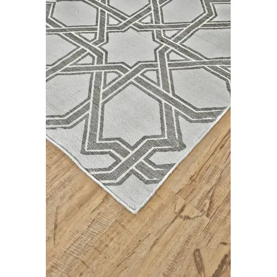 Gray And White Geometric Hand Woven Area Rug Photo 2