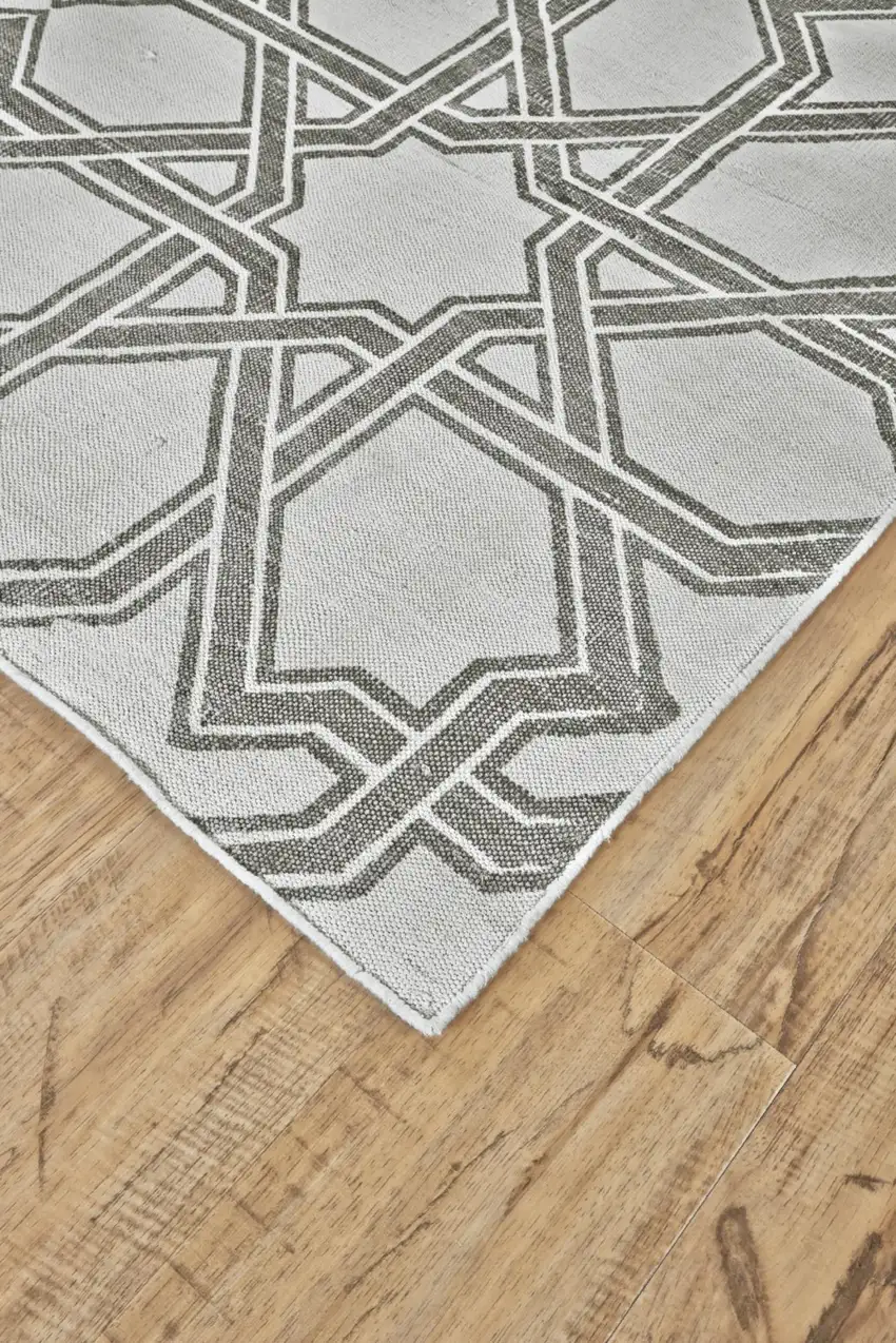 Gray And White Geometric Hand Woven Area Rug Photo 2