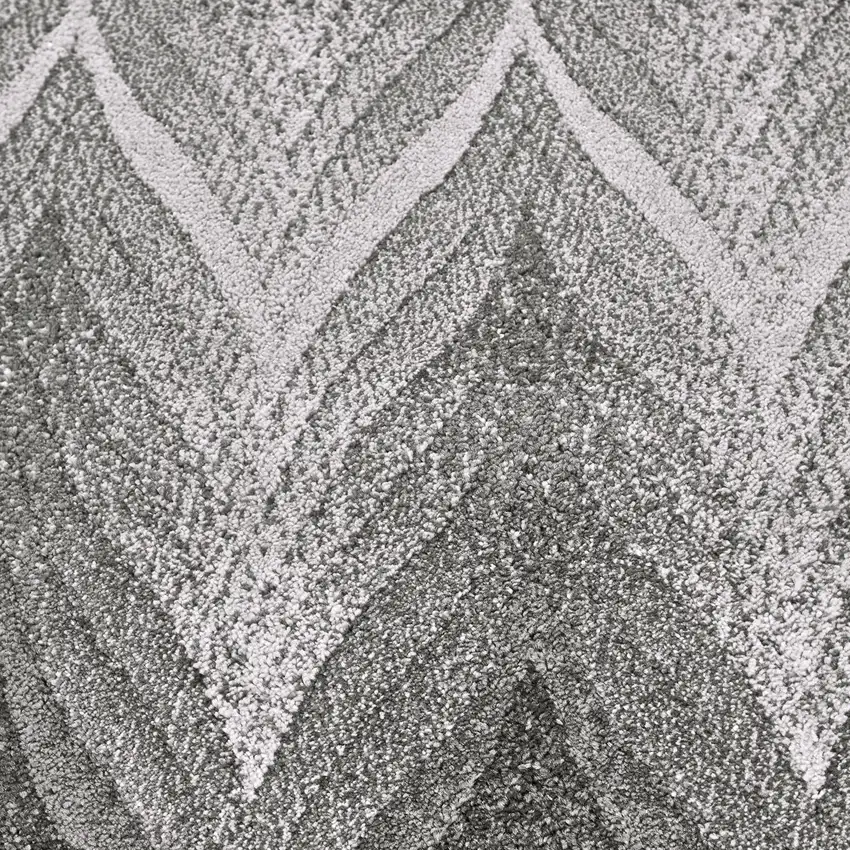 Gray And White Geometric Stain Resistant Area Rug Photo 3