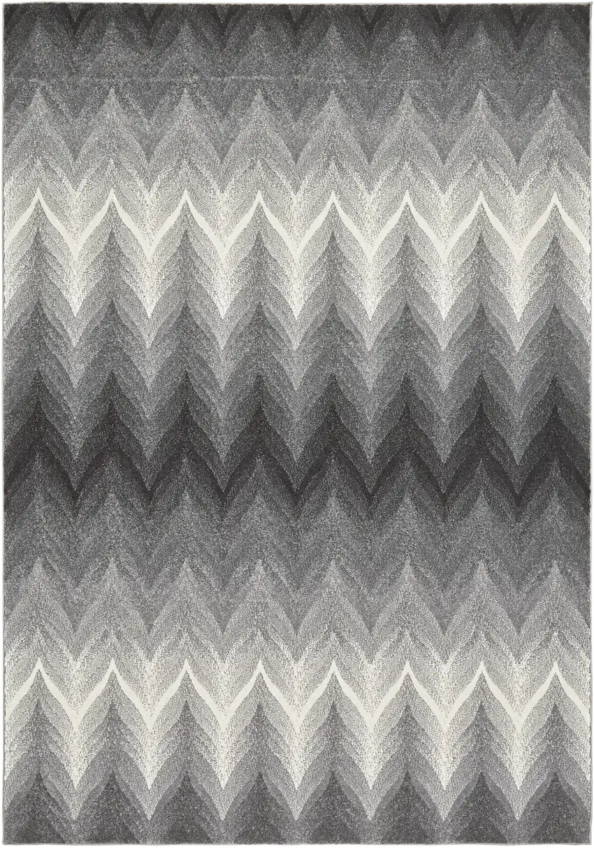 Gray And White Geometric Stain Resistant Area Rug Photo 4