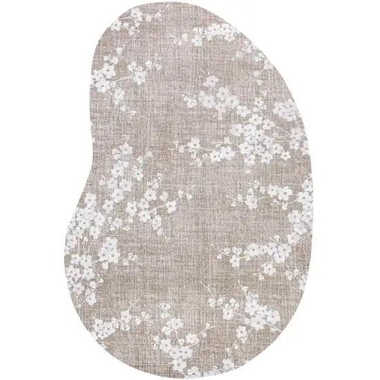 Gray And White Oriental Washable Area Rug With UV Protection Photo 3