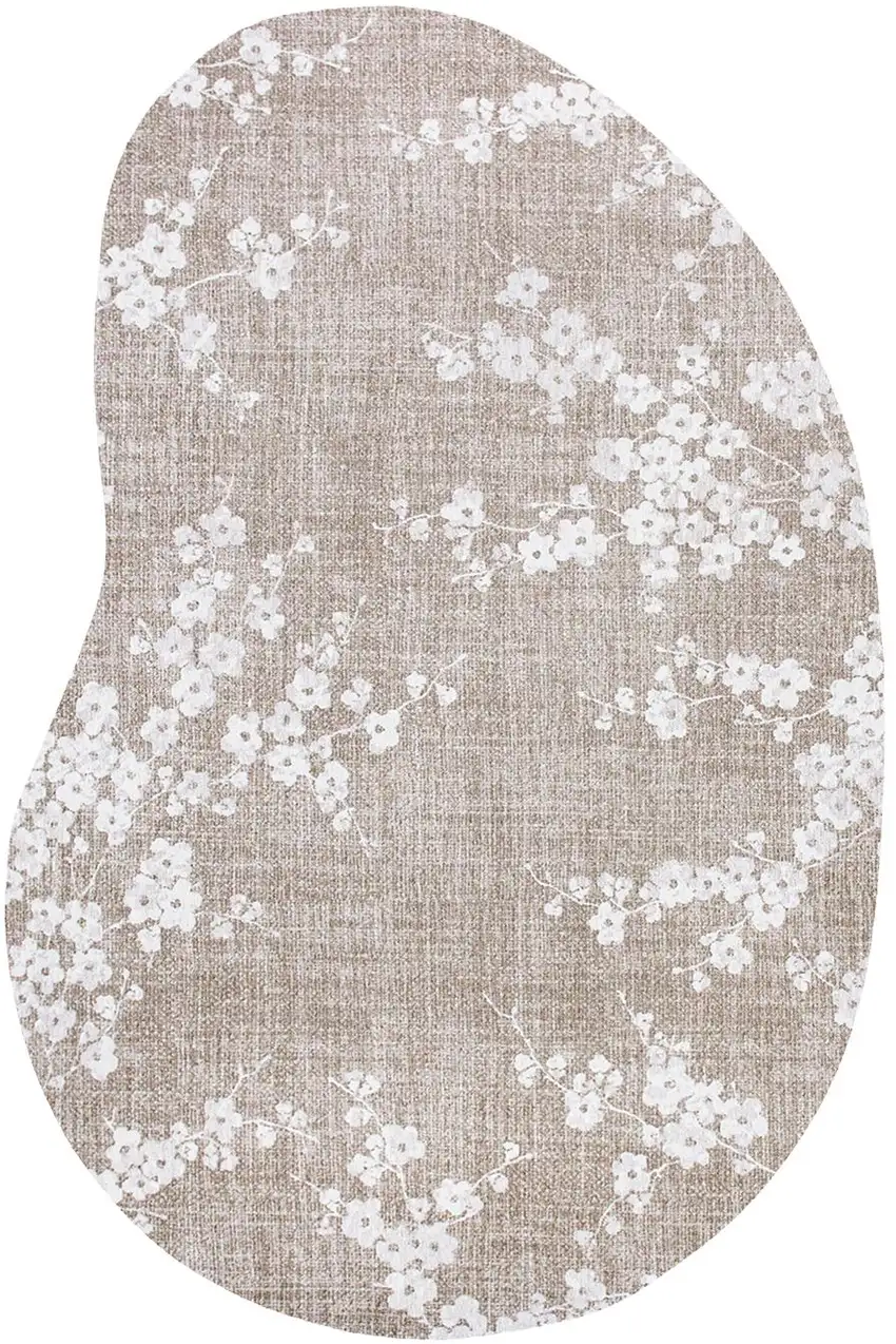 Gray And White Oriental Washable Area Rug With UV Protection Photo 3