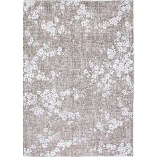 Gray And White Oriental Washable Area Rug Photo 2
