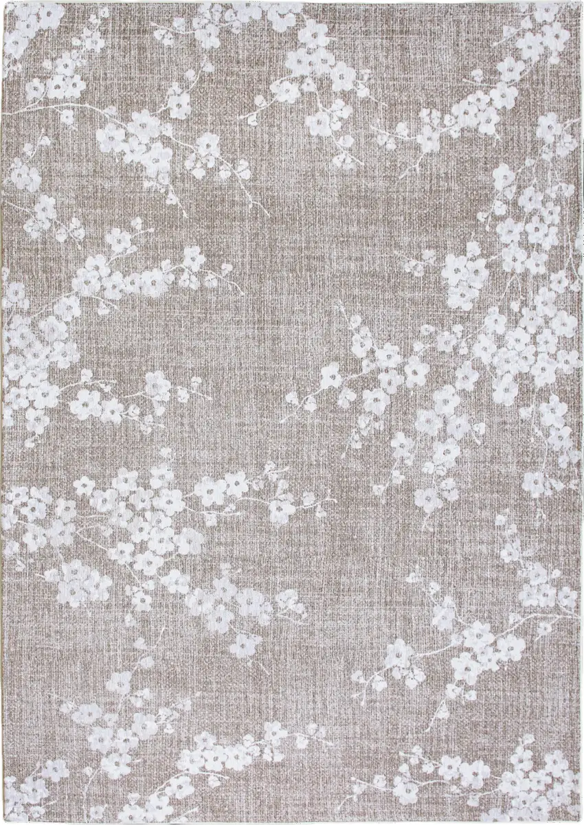 Gray And White Oriental Washable Area Rug Photo 2