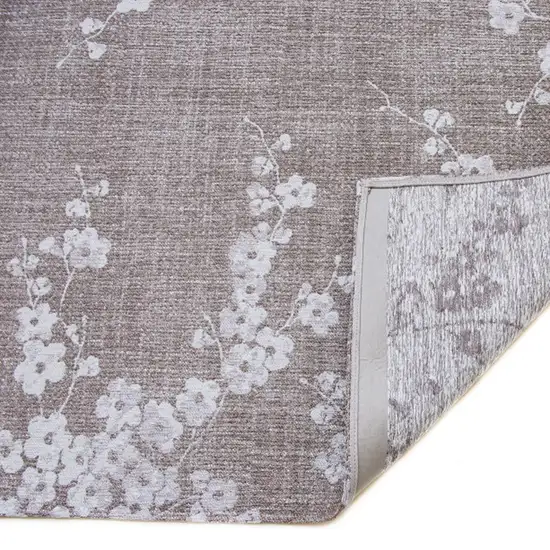 Gray And White Oriental Washable Area Rug Photo 7