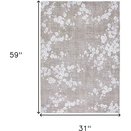 Gray And White Oriental Washable Area Rug Photo 5