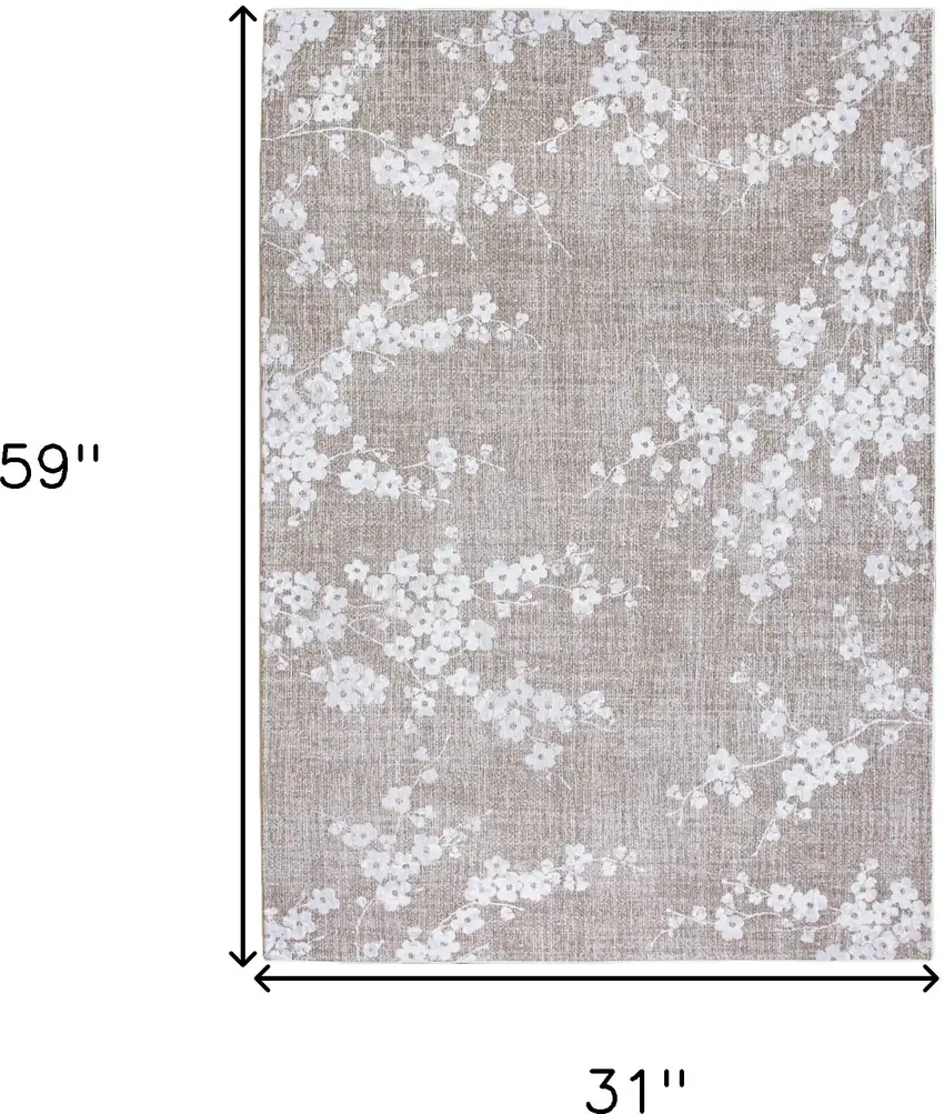 Gray And White Oriental Washable Area Rug Photo 5