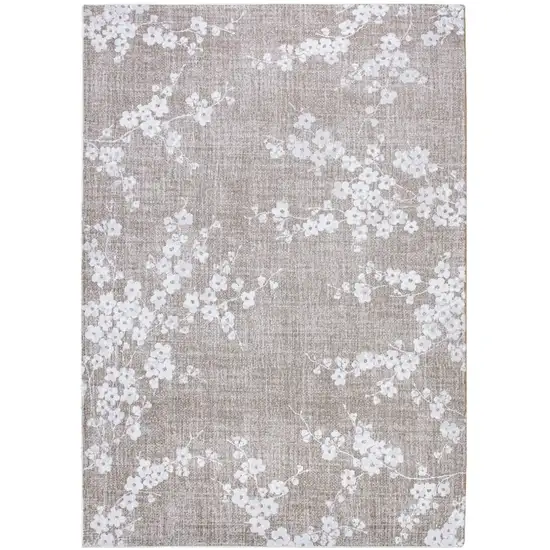 Gray And White Oriental Washable Area Rug Photo 2