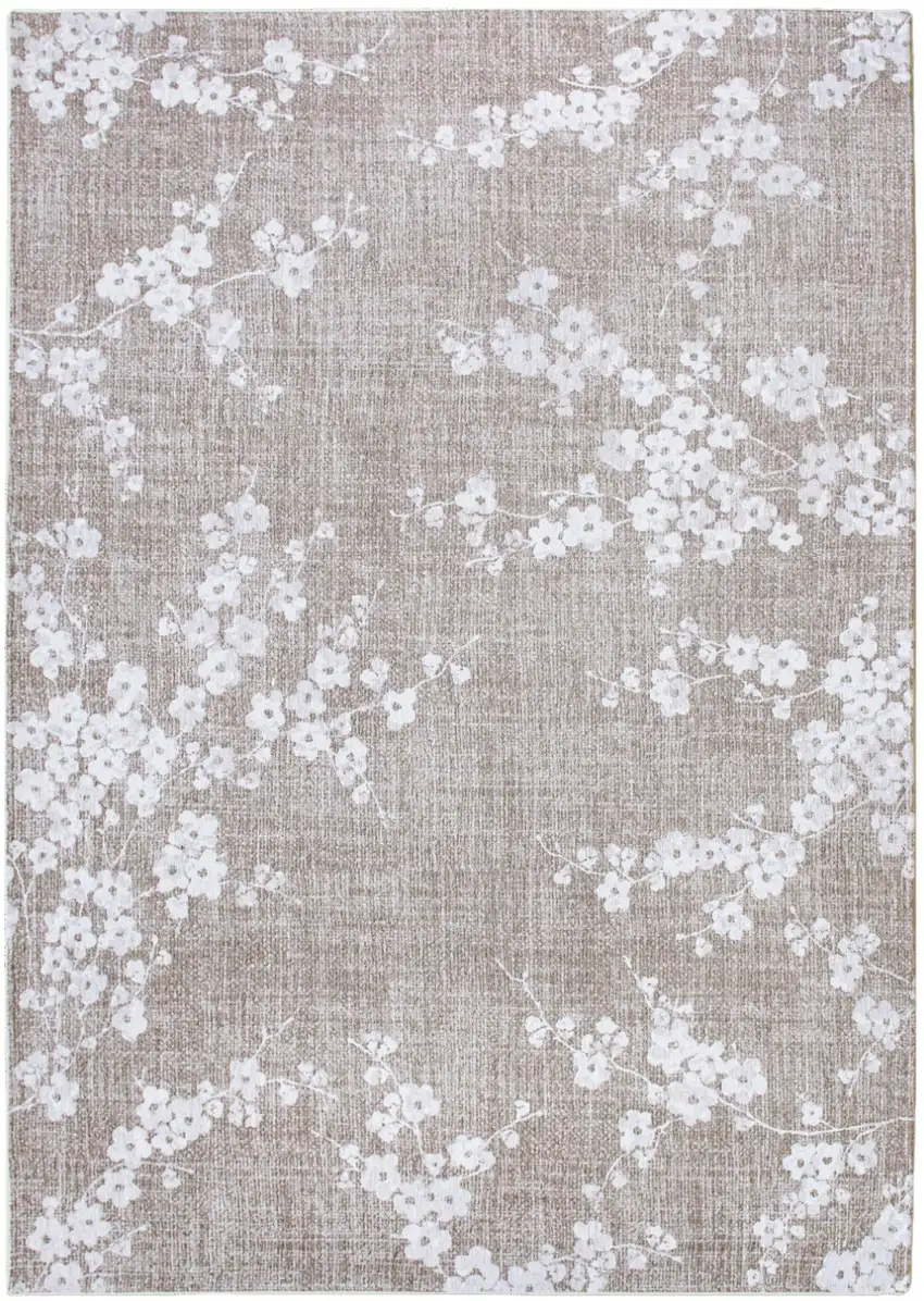 Gray And White Oriental Washable Area Rug Photo 2