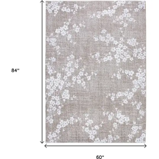 Gray And White Oriental Washable Area Rug Photo 8