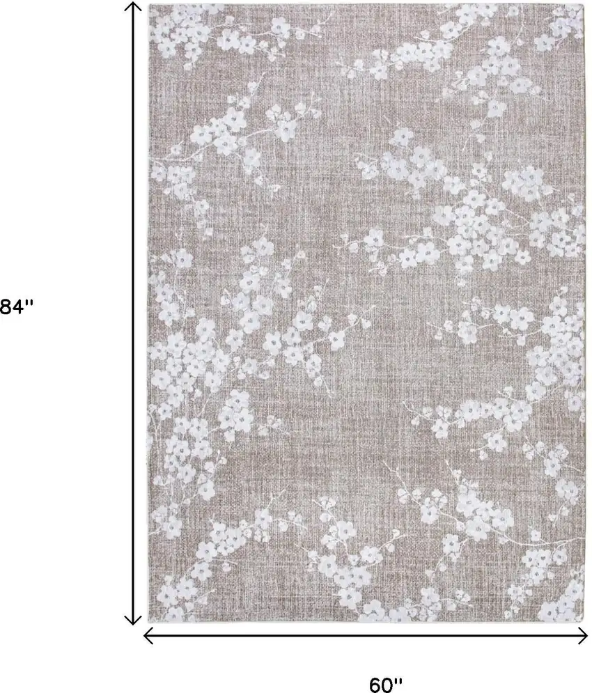 Gray And White Oriental Washable Area Rug Photo 8