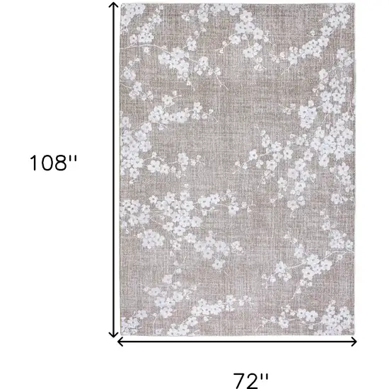 Gray And White Oriental Washable Area Rug Photo 5