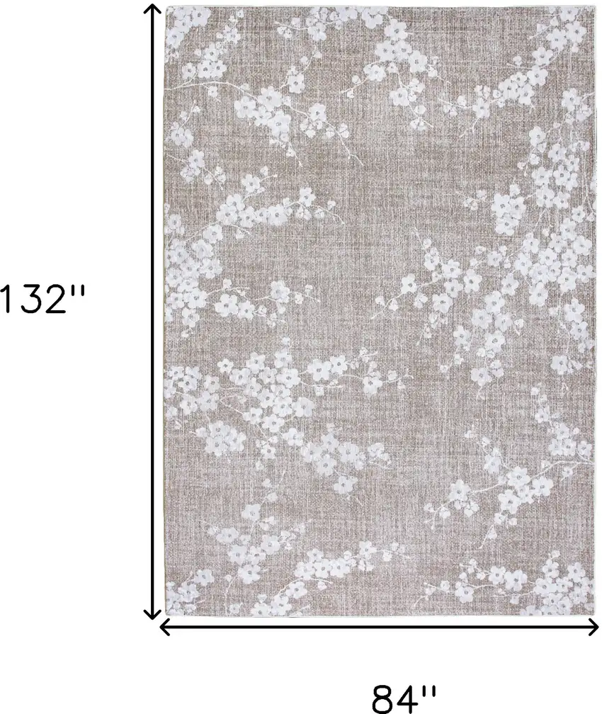 Gray And White Oriental Washable Area Rug Photo 5