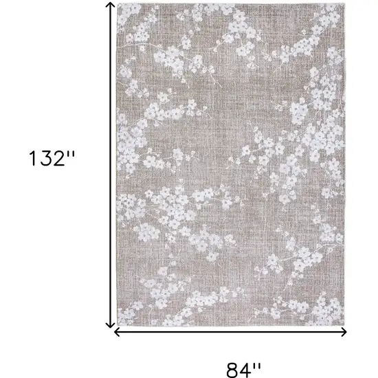 Gray And White Oriental Washable Area Rug Photo 5