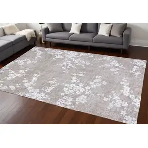 Photo of Gray And White Oriental Washable Area Rug