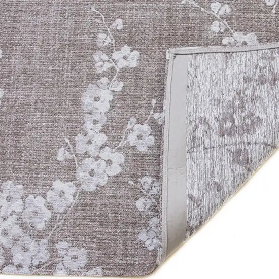 Gray And White Oriental Washable Area Rug Photo 8