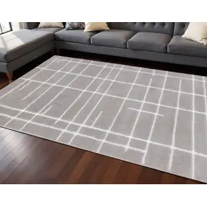 Photo of Gray And White Striped Area Rug