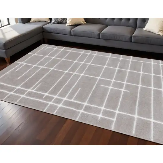Gray And White Striped Area Rug Photo 1