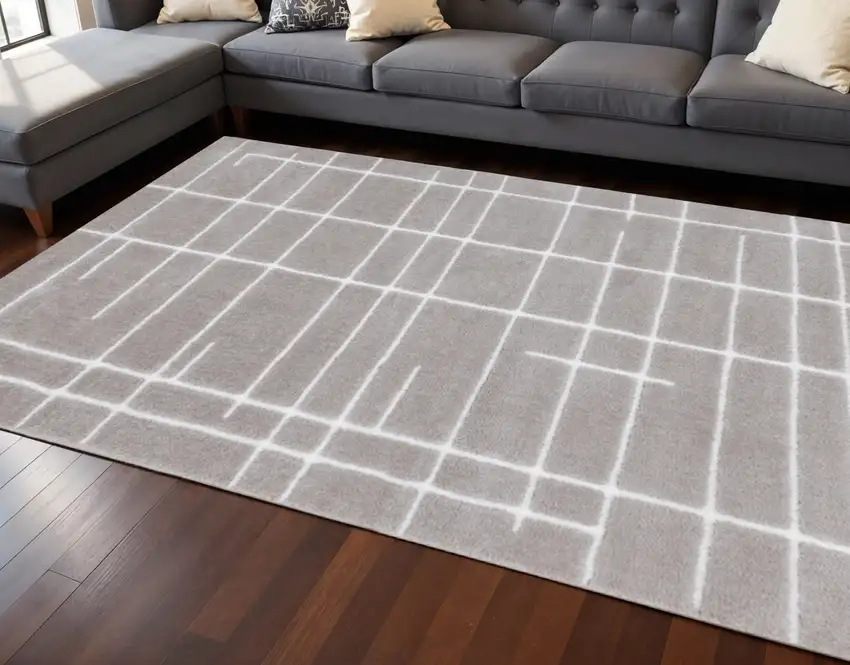 Gray And White Striped Area Rug Photo 1