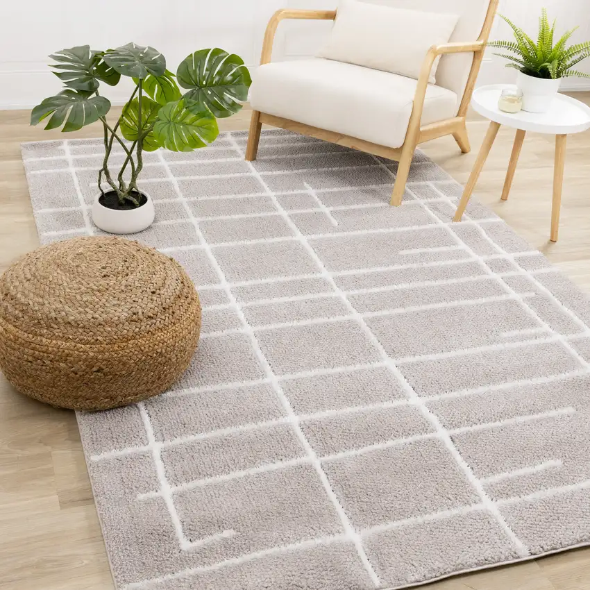 Gray And White Striped Area Rug Photo 6