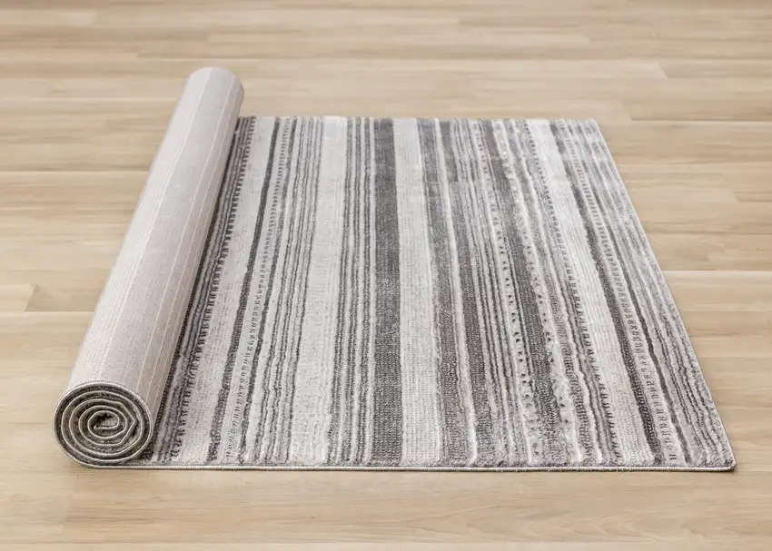 Gray And White Striped Area Rug Photo 6
