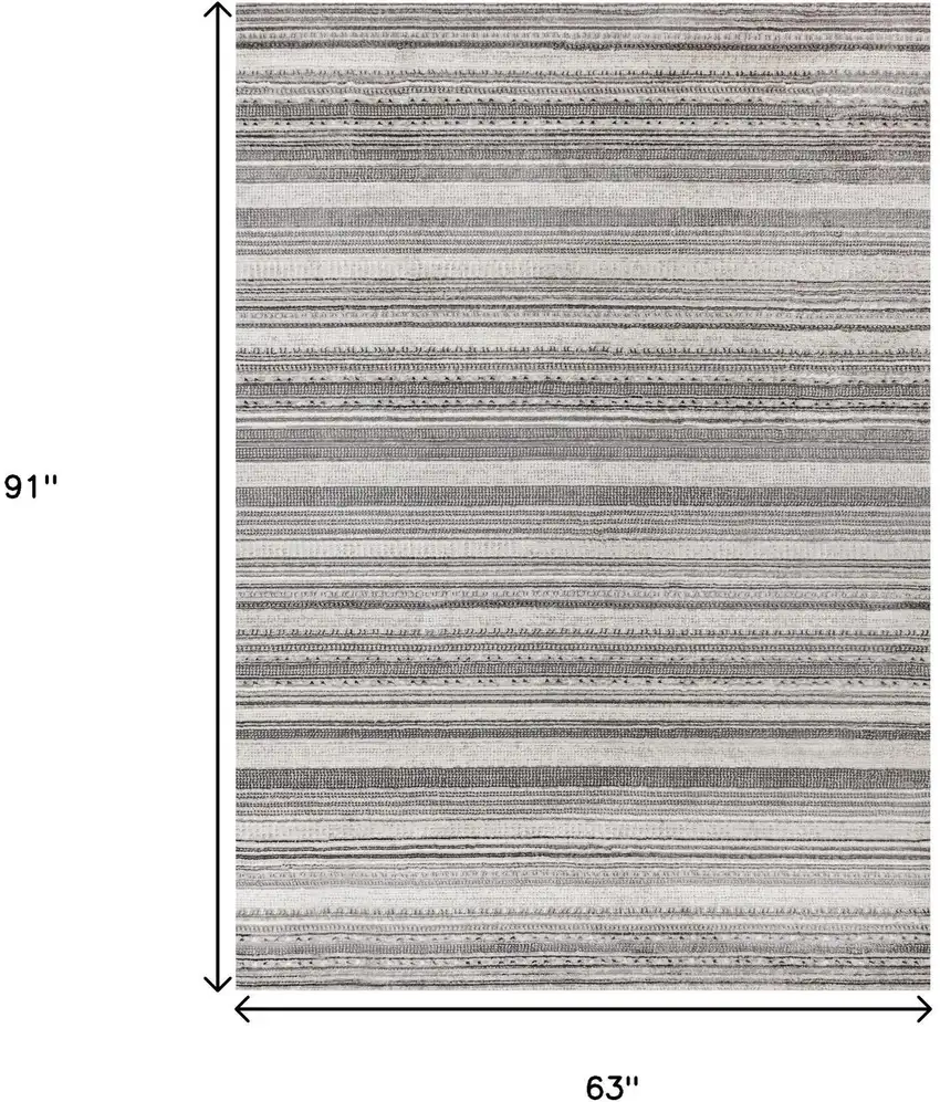 Gray And White Striped Area Rug Photo 3
