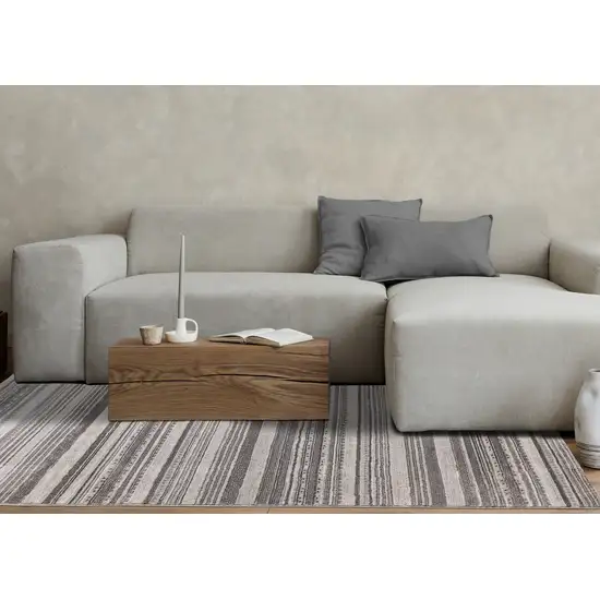 Gray And White Striped Area Rug Photo 5