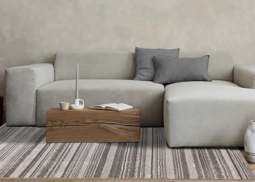 Gray And White Striped Area Rug Photo 5