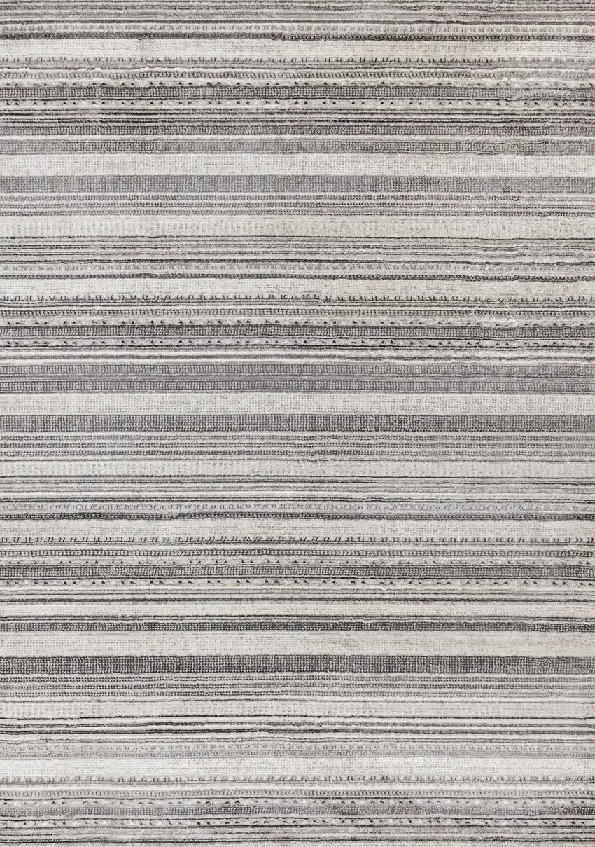 Gray And White Striped Area Rug Photo 2