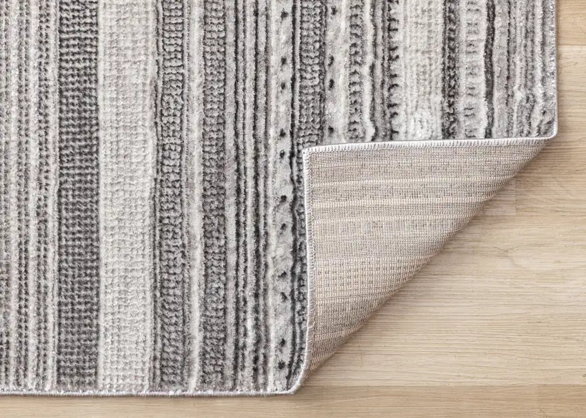 Gray And White Striped Area Rug Photo 8