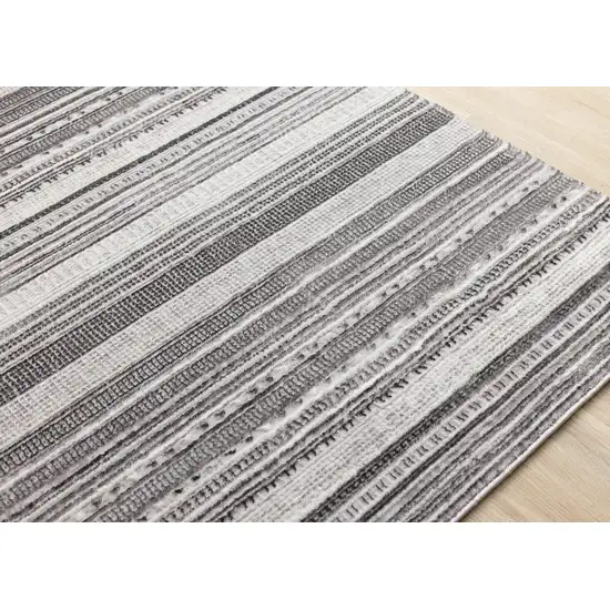 Gray And White Striped Area Rug Photo 7
